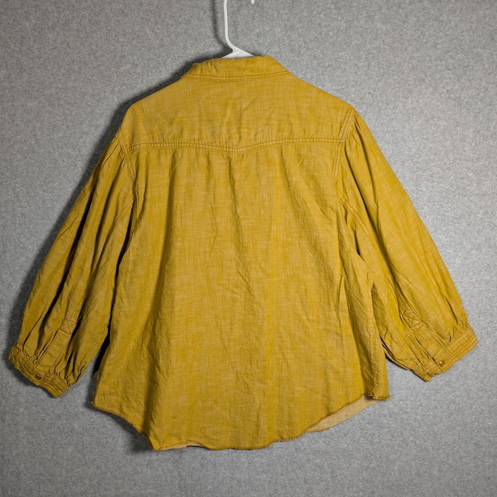 Ivy Main Womens Shirt Large Mustard Yellow Cotton Western Snap Button Rustic - Picture 3 of 15